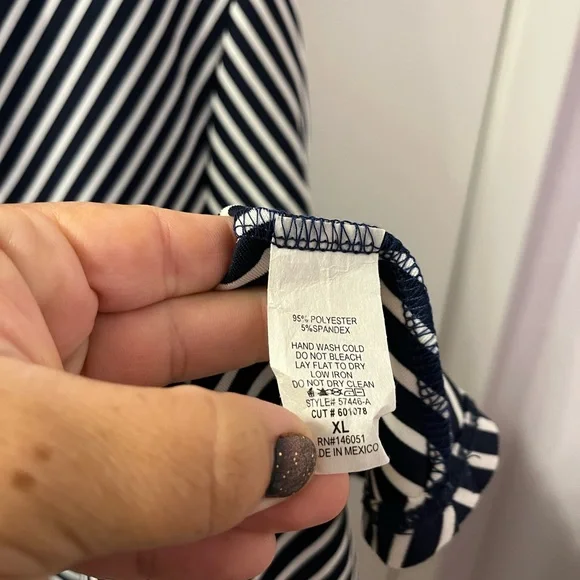 Sophia + Zeke Navy Blue Striped A-Line Dress EUC Size XL - Picture 8 of 9